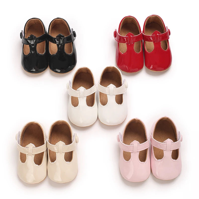 Baby Mary Jane Shoes (0–18M) – PU First Walkers with Bowknot
