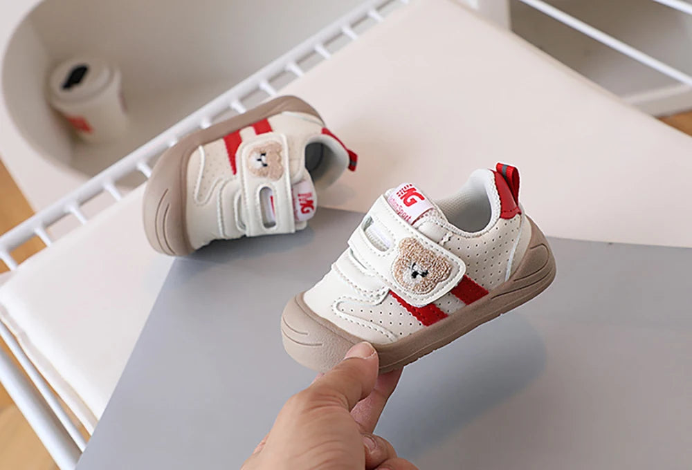 Kids PU Leather Sneakers – Soft-Soled First-Step Toddler Shoes