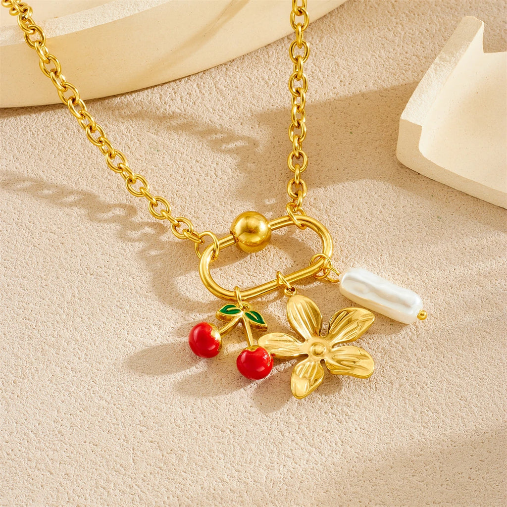 DIEYURO 316L Stainless Steel GGolden Flower