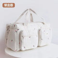 Baby Diaper Bag – Cotton Fabric, Cute Bear Flower Embroidery, Zipper Mommy Handbag
