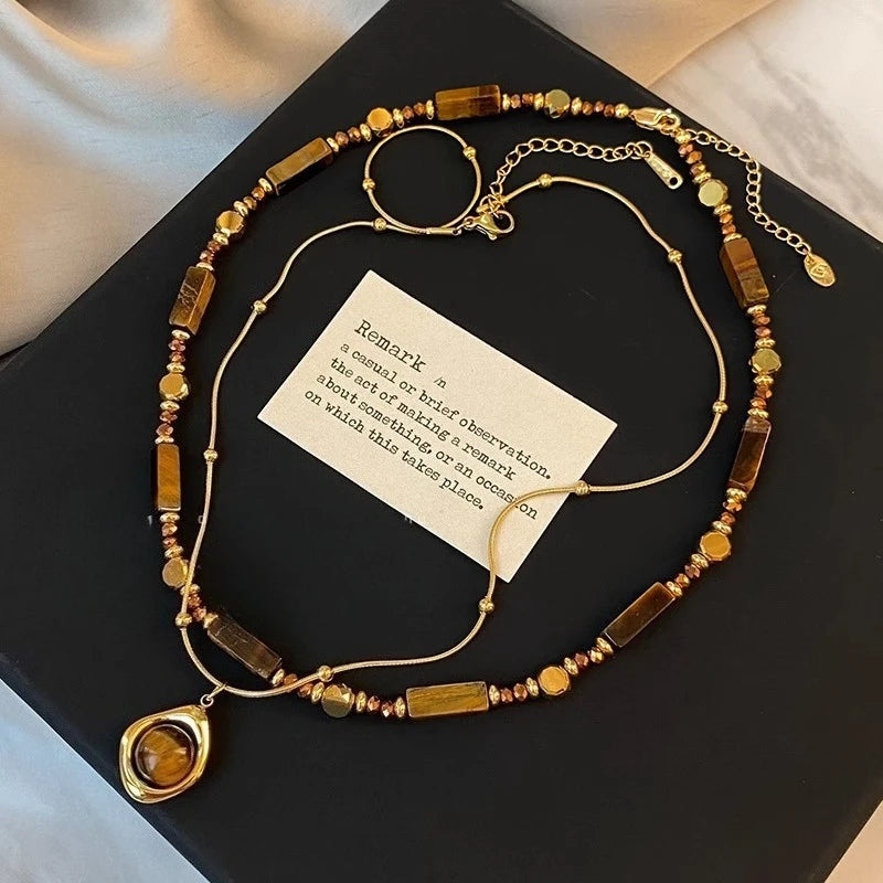 Retro Temperament Layered Tiger Eye Stone