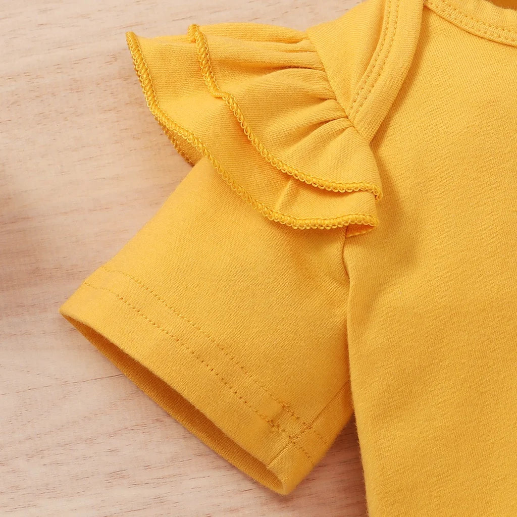 Body suit & Floral Pants with Bow & Headband 3PCS Outfits for 0-18 M