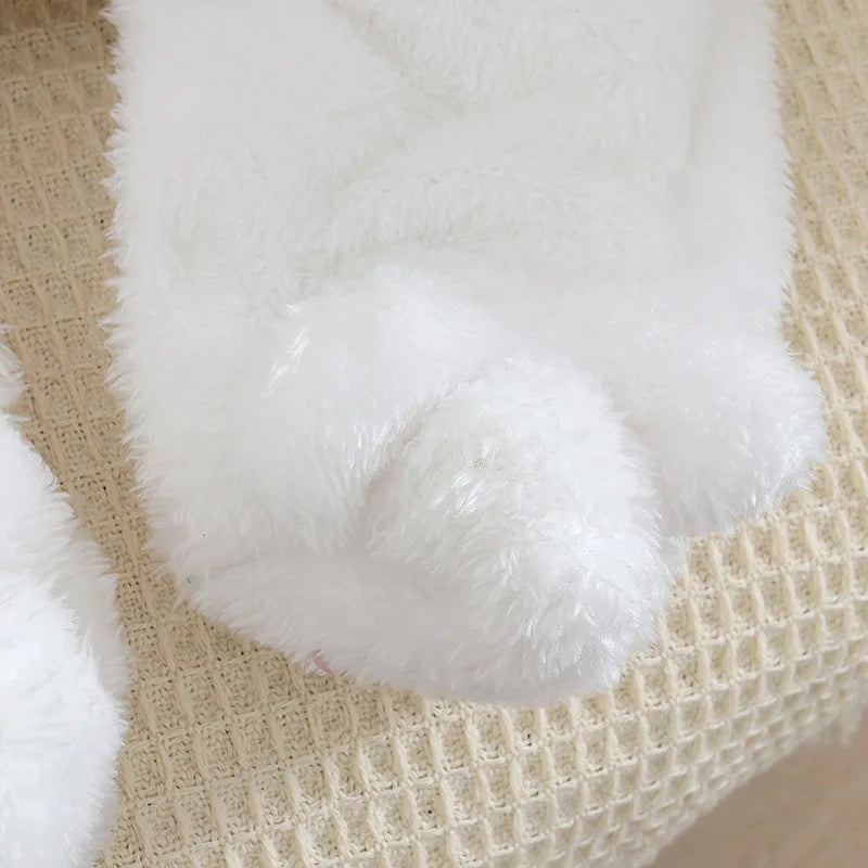 0–2 Years Baby Plush Jumpsuit, Cute Dog & Rabbit Print