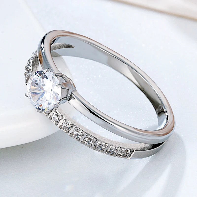 Crystal Zircon Stainless Steel Ring