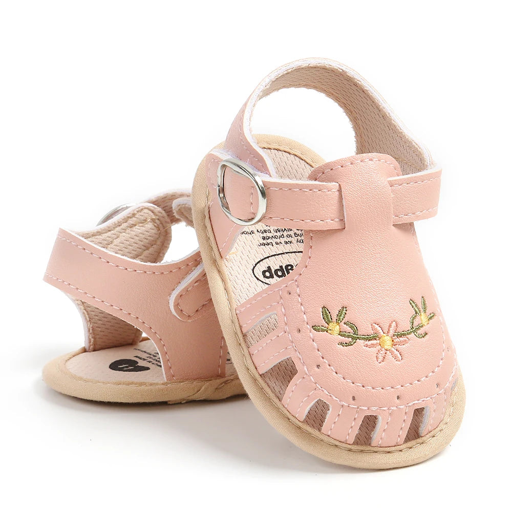 Baby Girl Summer Sandals – Breathable Lightweight Floral Wrap-Toe Shoes