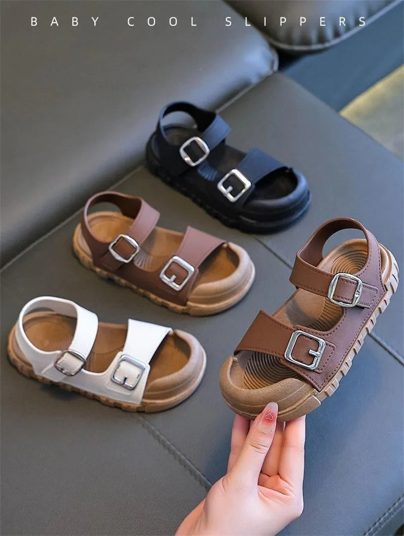 Kids’ Summer Sandals – Soft, Anti-Kick, Solid Color