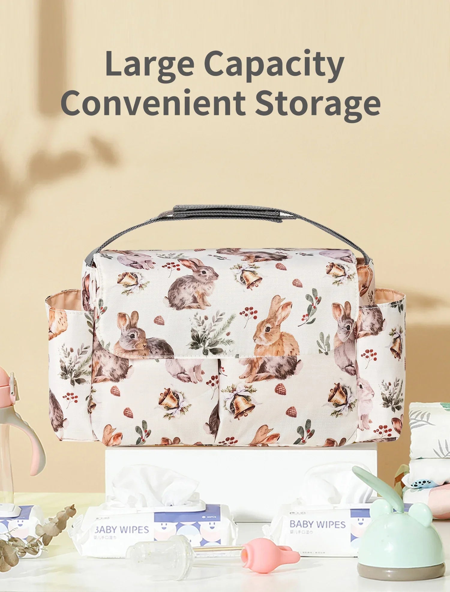 Diaper Bag for Baby – Waterproof Cartoon Stroller Organizer with Hooks for Buggy/Pram