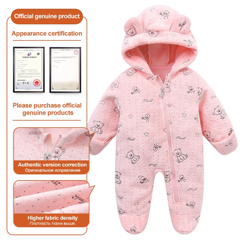 Cute Baby Jumpsuit – Warm Fleece (0–1Y)