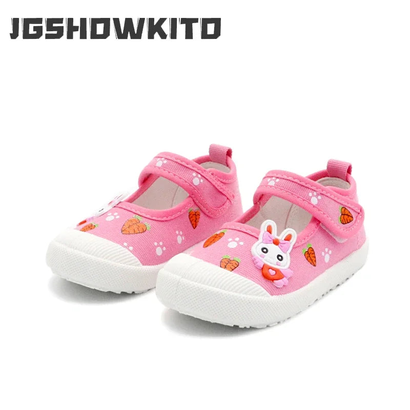 Girls’ Canvas Sneakers – Soft Candy Shoes with Cartoon Print