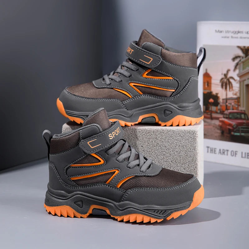 Boys’ Leather Sports Sneakers – Non-Slip, Breathable (Sizes 29–40)