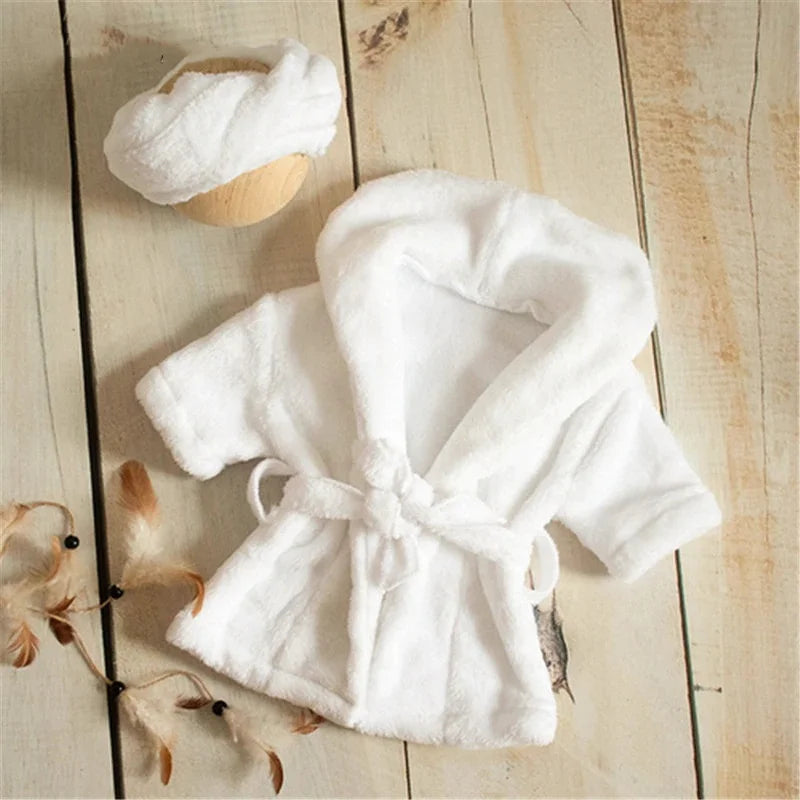 Baby Photo Props Bathrobe with Belt Bath Towel Set