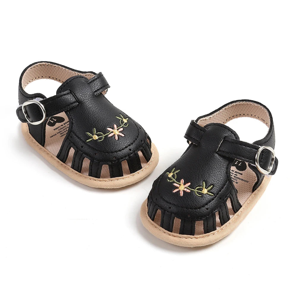 Baby Girl Summer Sandals – Breathable Lightweight Floral Wrap-Toe Shoes
