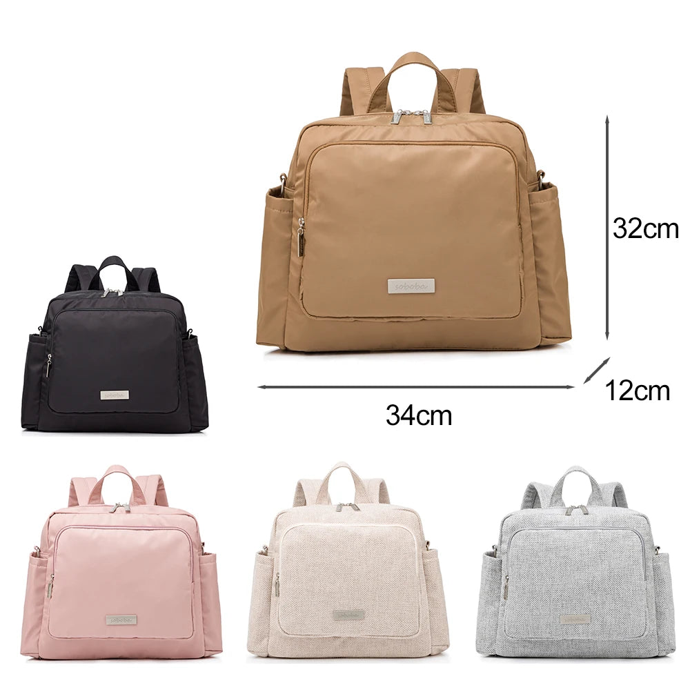 Soboba Diaper Bag for Mother – Waterproof, Large Capacity Polyester Travel Backpack