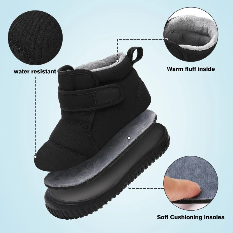 Unisex Kids Winter Snow Boots – Plush Anti-Slip Walking Shoes (Size 19–28)