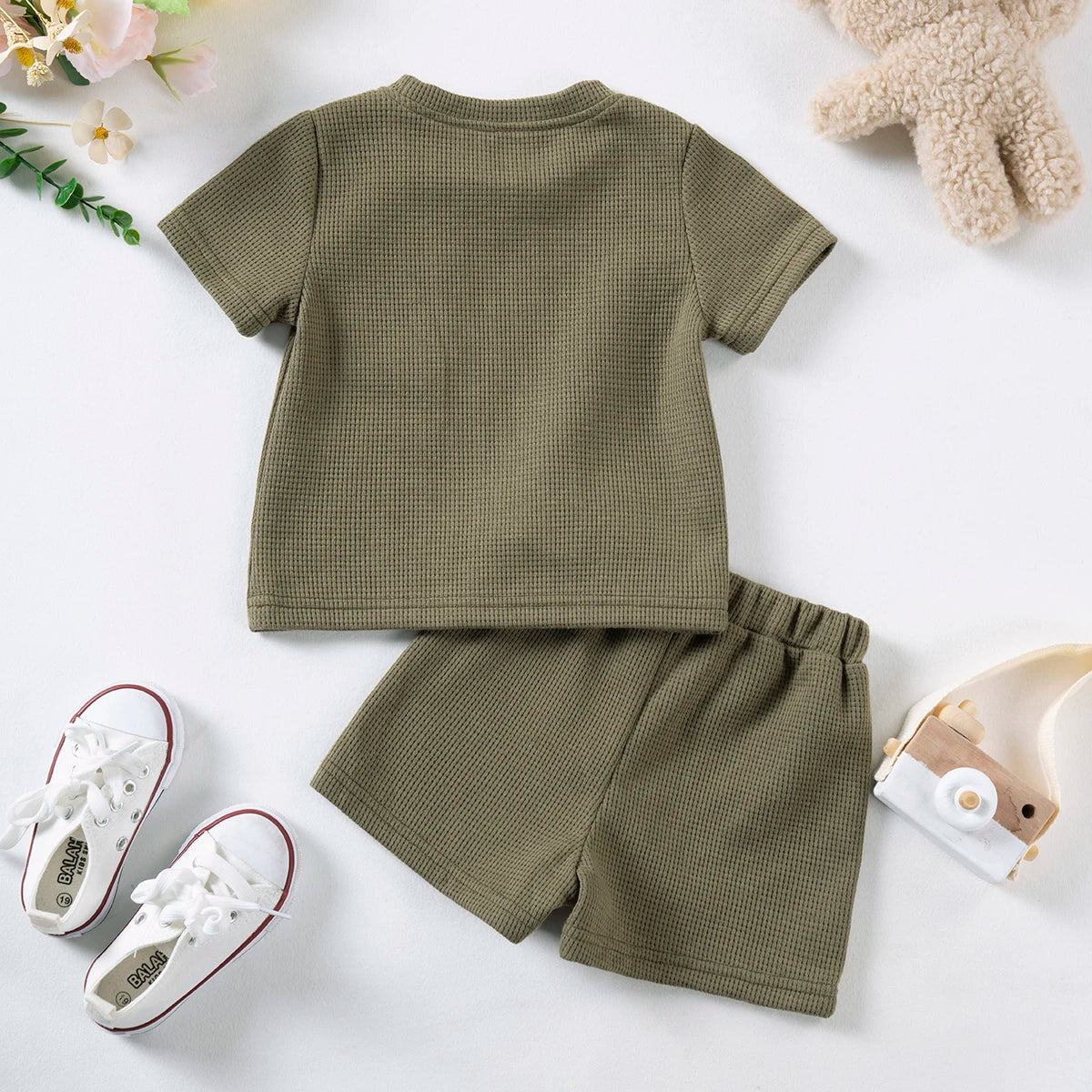 Cute Bear Short Sleeve & Breathable Shorts 2pcs Comfortable