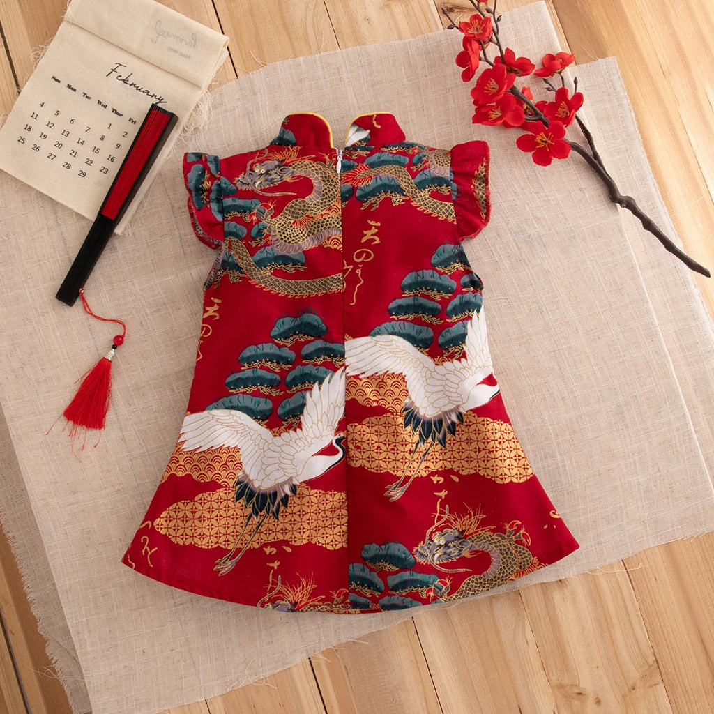 Baby Girl Red Qipao Dress (0–2Y)