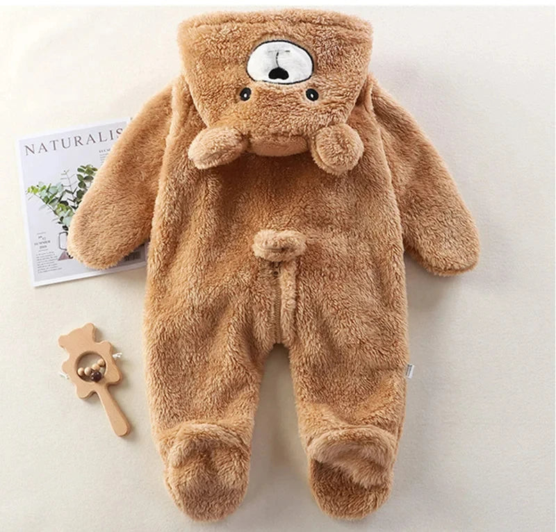 Baby Boys & Girls Winter Romper, Fleece Hooded Onesie