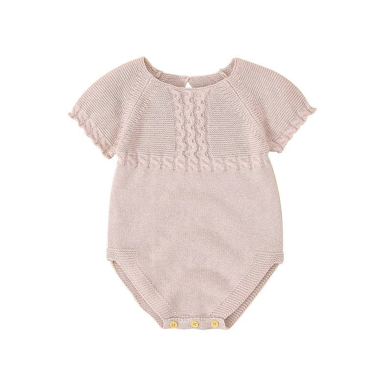Baby Girl Summer Bodysuit, Solid Muslin Romper 1–18M