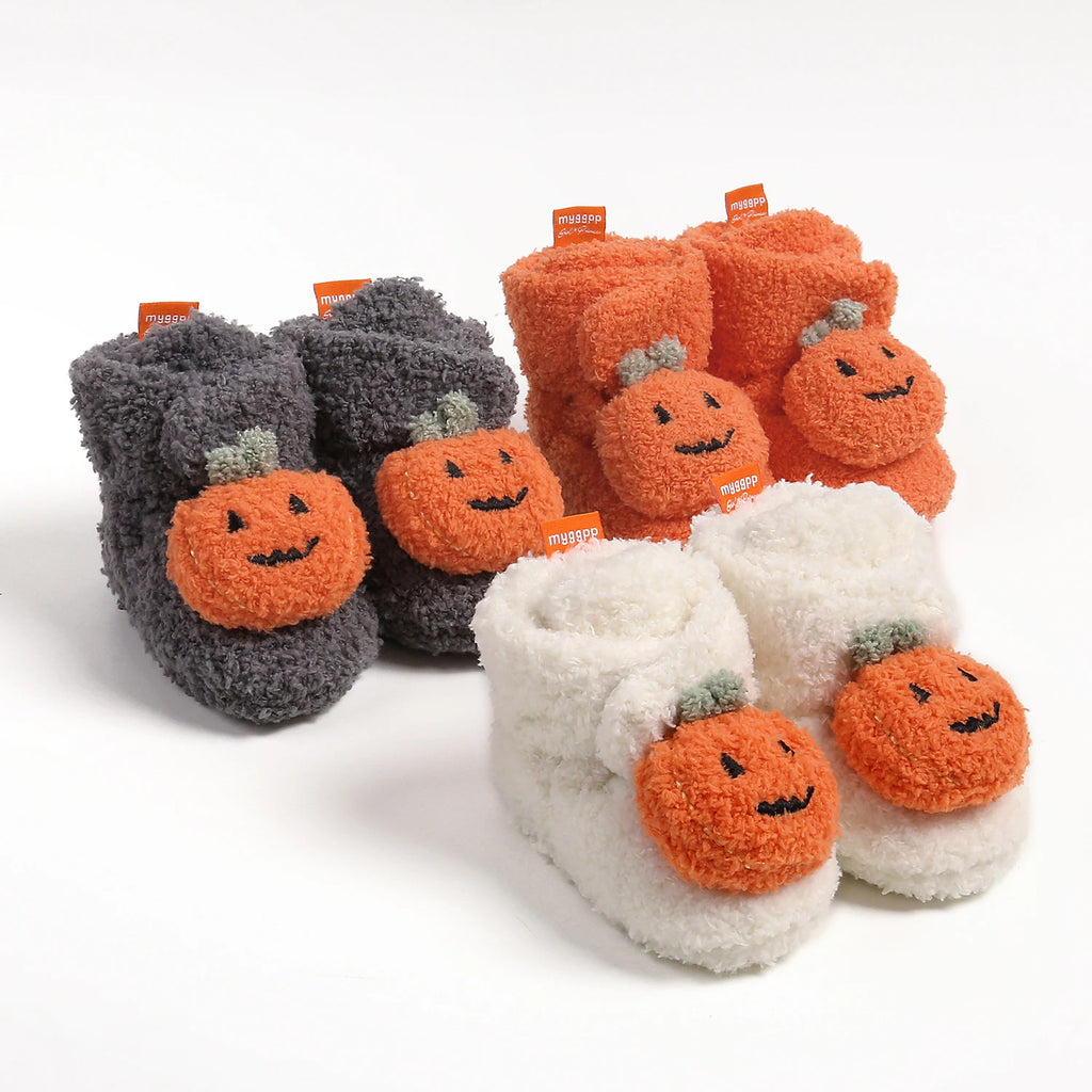 Baby Halloween Pumpkin Booties – Newborn First-Step Sock Shoes
