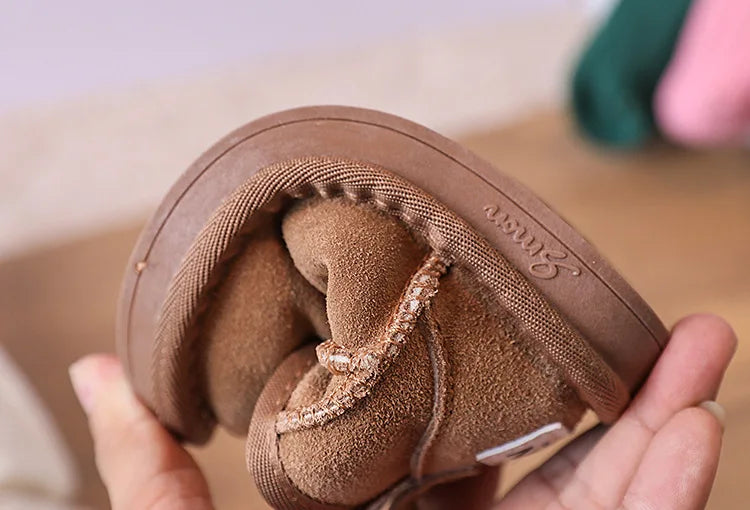 Baby Winter Snow Boots – Leather Plush Non-Slip Toddler Shoes
