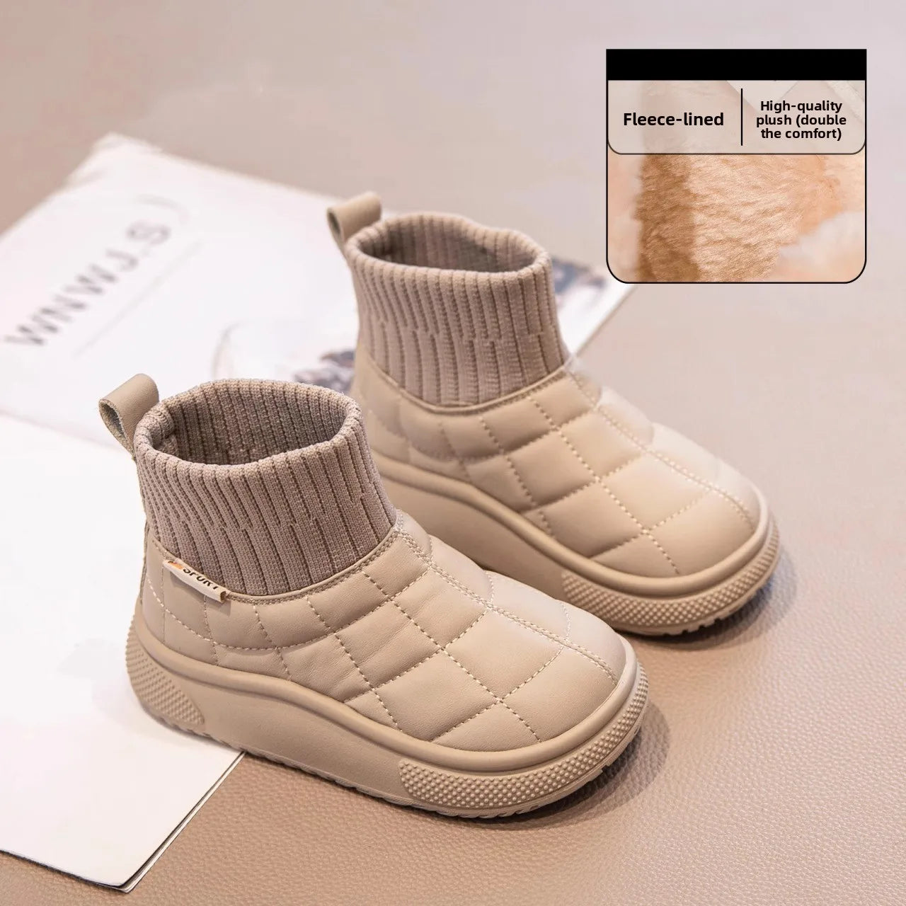 Kids’ Sock-Style Snow Boots – Warm Autumn/Winter Shoes
