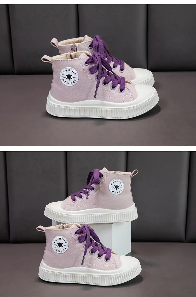 Kids Canvas Sneakers – Zipper Boots, Comfortable & Breathable Shoes
