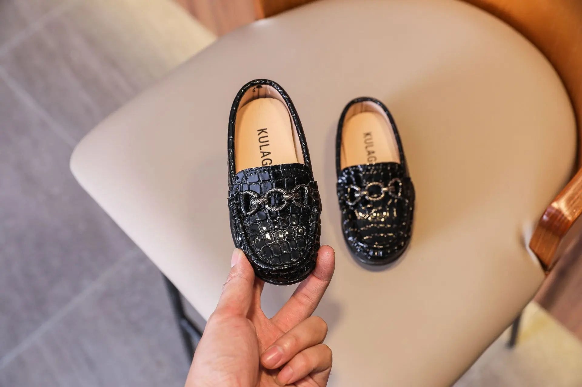 Kids’ Leather Loafers – Casual Slip-On Moccasins (21–30)