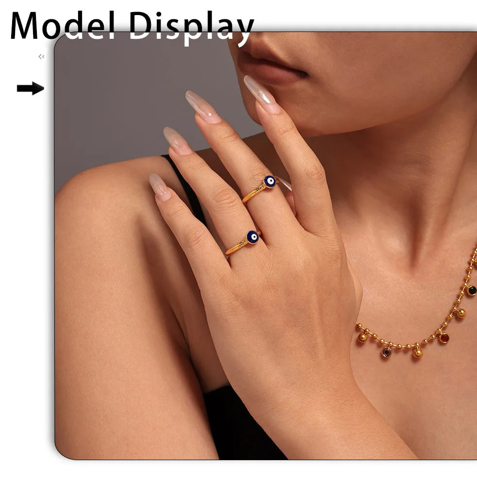 Simple Eye of eveil Stainless Steel Rings For Women Gold Plated Waterproof Finger Ring Charm Luxury Jewelry Gift Wholesale