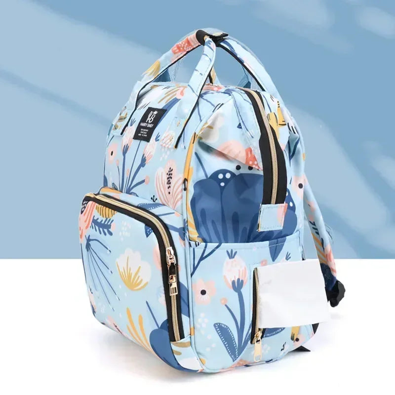 Fashion Print Nappy Backpack – Multi-Functional Large Capacity Mommy Bag for Outdoor Travel & Baby Care