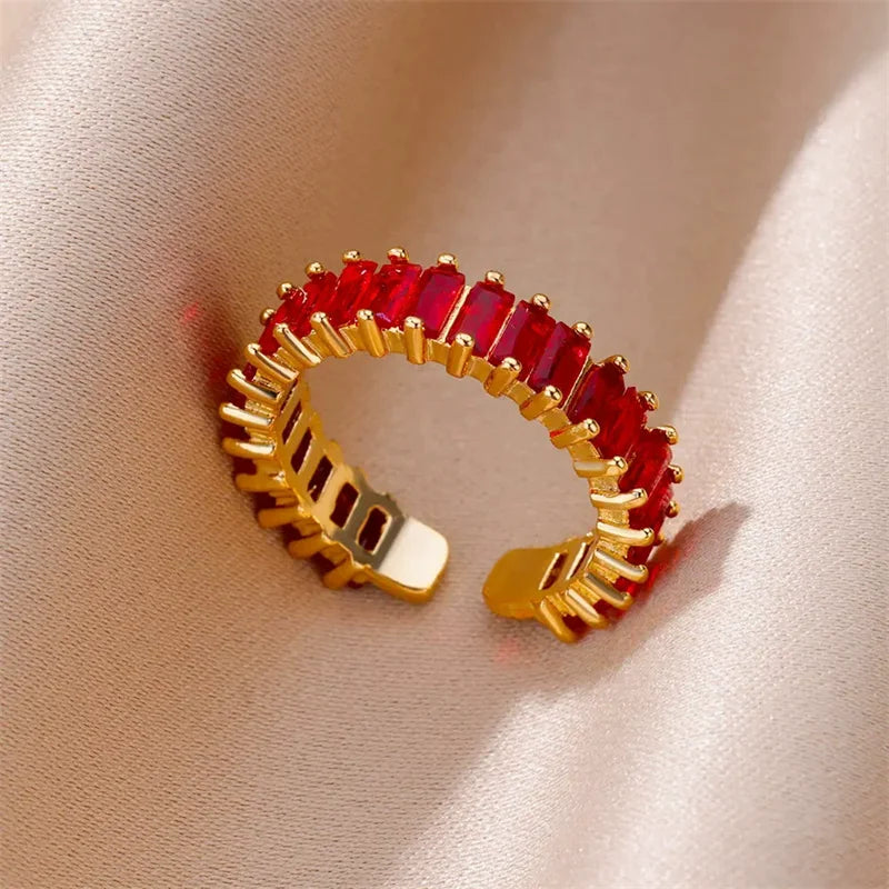 Eilieck Stainless Steel Zirconia Ring