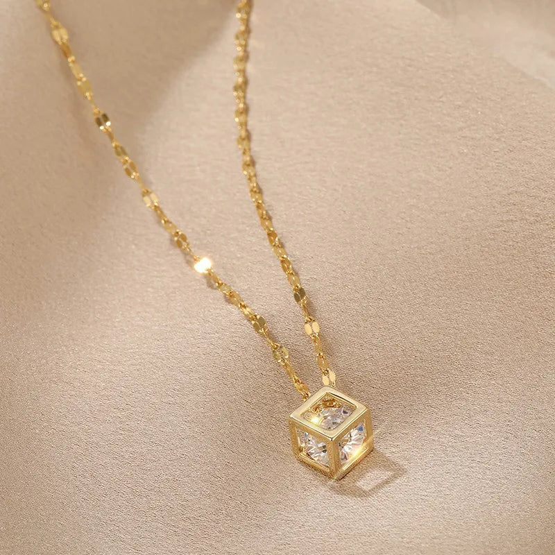 Classic Zircon Necklace Crystal Inside Hollow