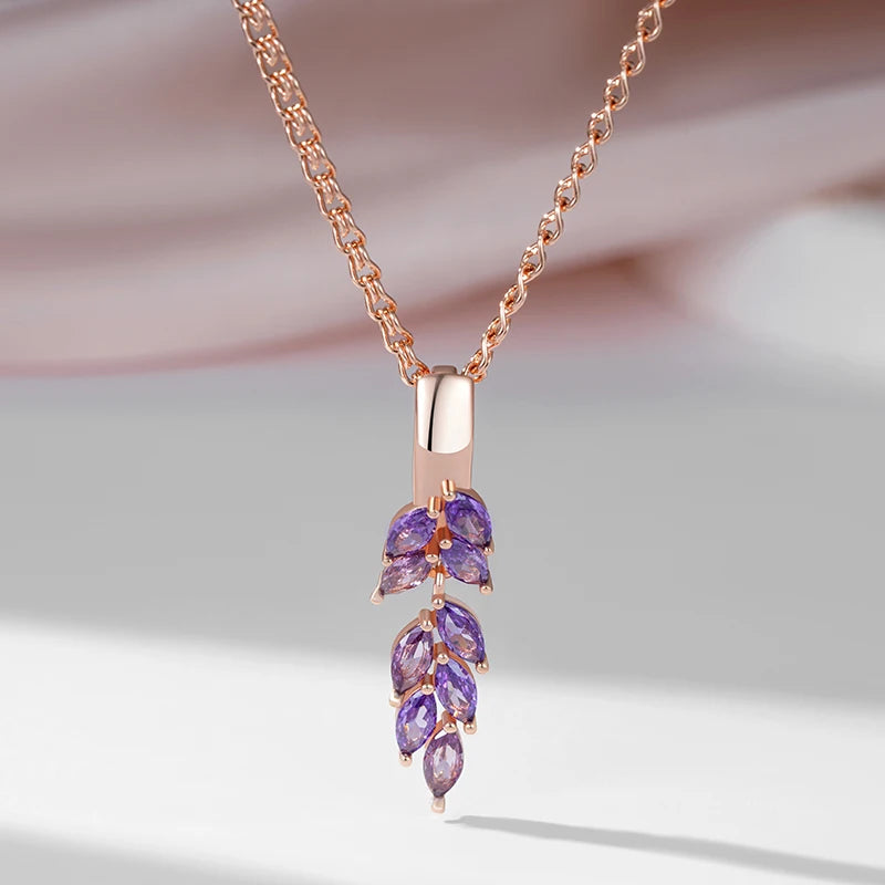 Drop Purple Natural Zircon Necklace