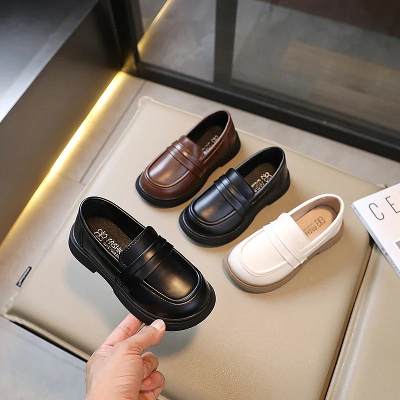 Kids’ Leather Loafers – Soft Princess Party & School Shoes