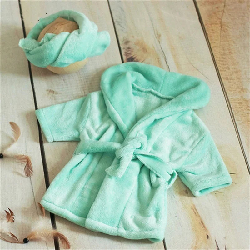 Baby Photo Props Bathrobe with Belt Bath Towel Set
