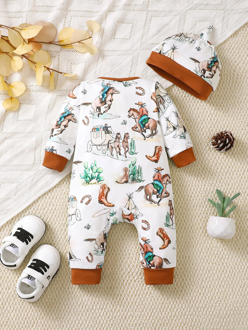 Baby Boys Bear Romper – Long Sleeve (0–12M)