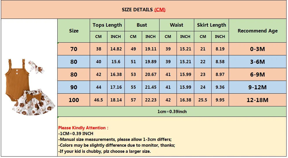 3PCS  Set 3-18 Months Girl Casual Outfit Suit