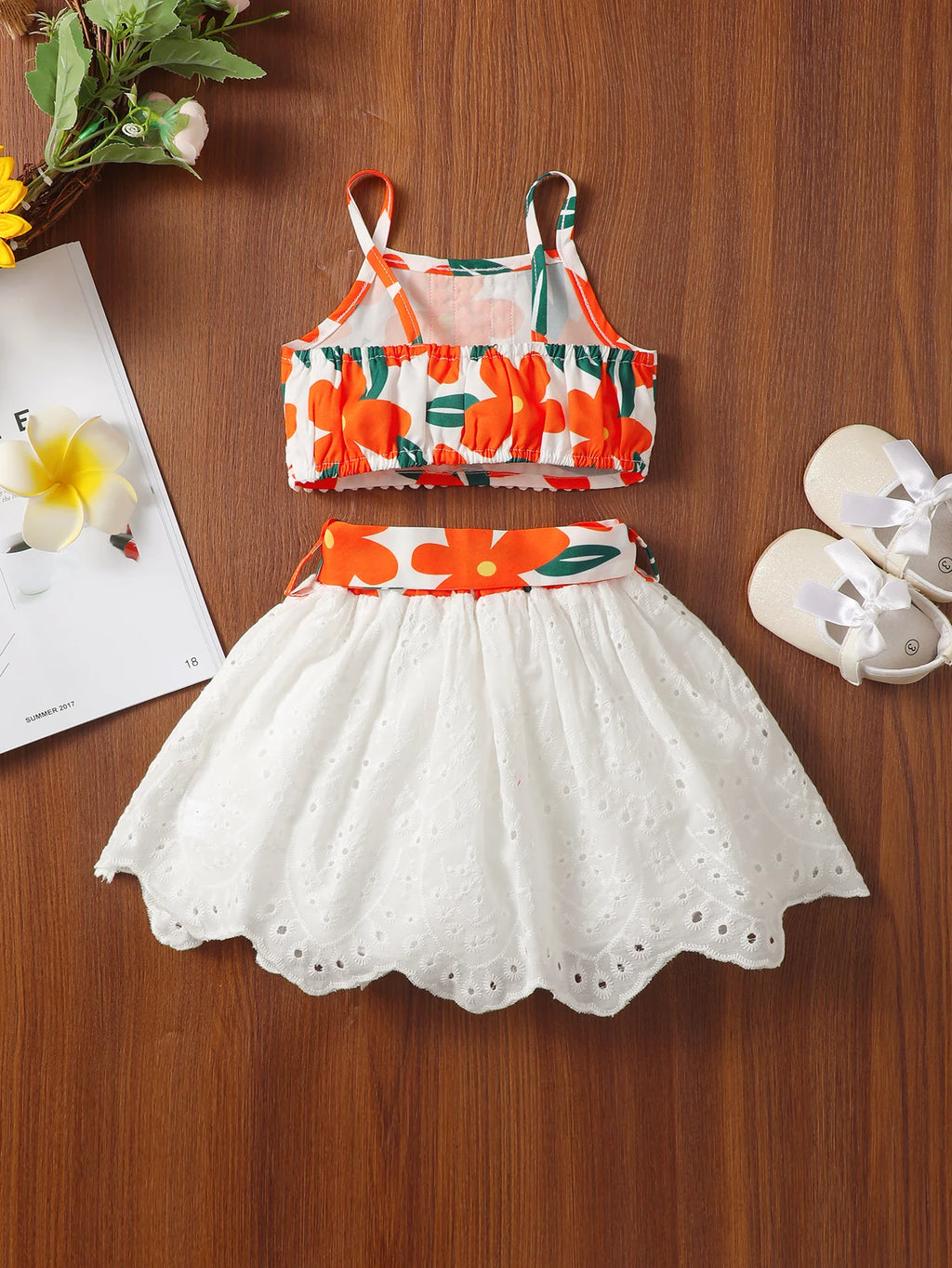Casual Embroidered Skirt Set