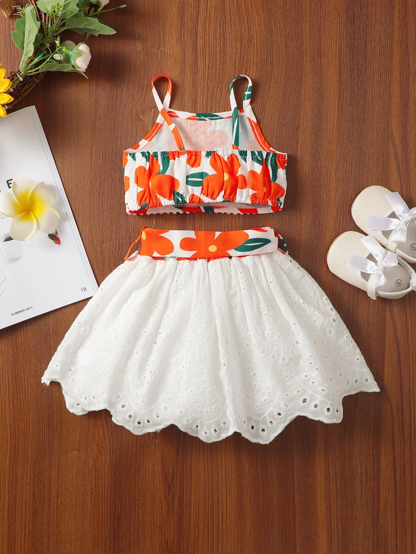 Casual Embroidered Skirt Set