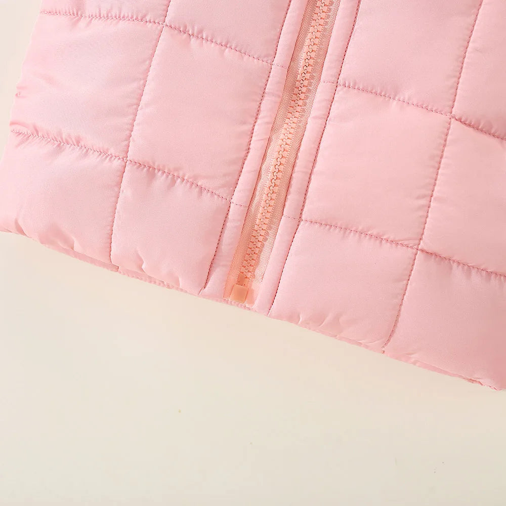 Kids Hooded Vest – Pink Elephant Print