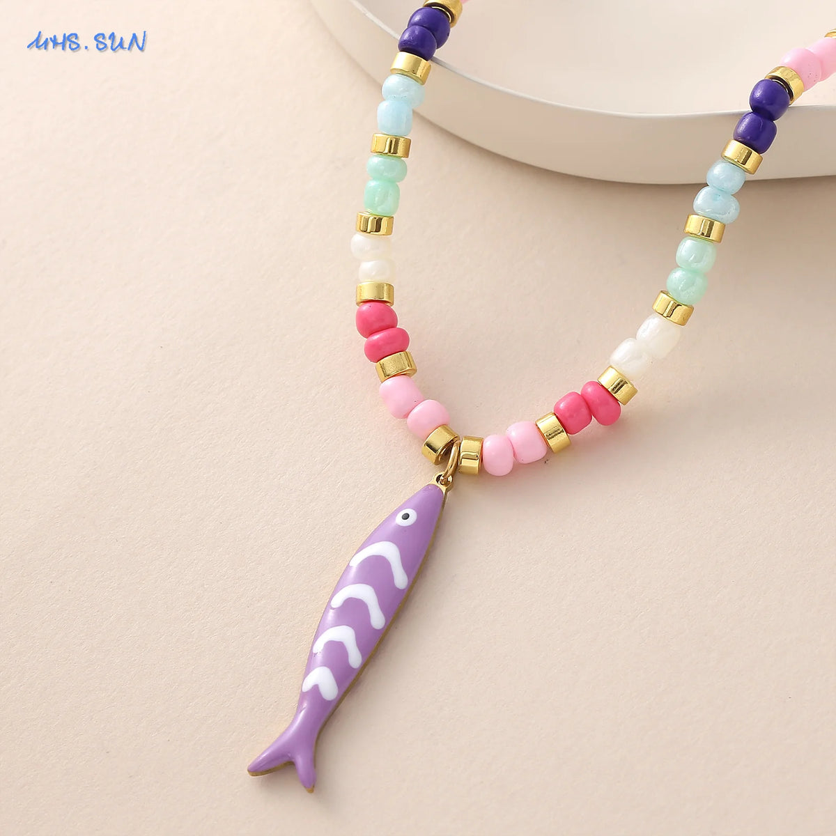 Enamel Fish Pendant Necklace