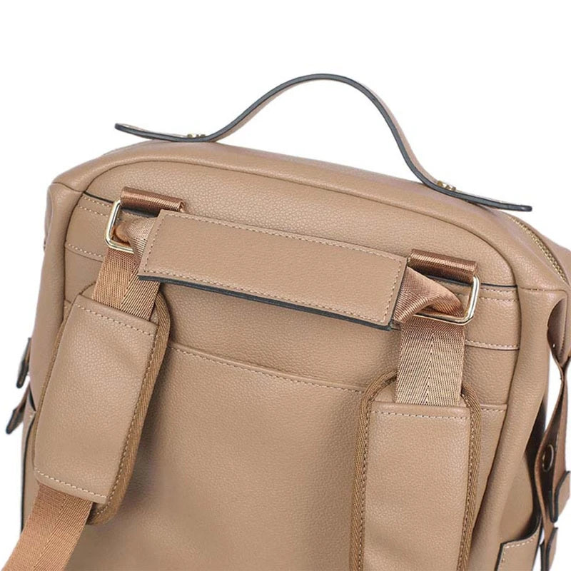 Multifunction Leather Diaper Bag – Large Capacity Maternity Backpack for Baby Care & Travel