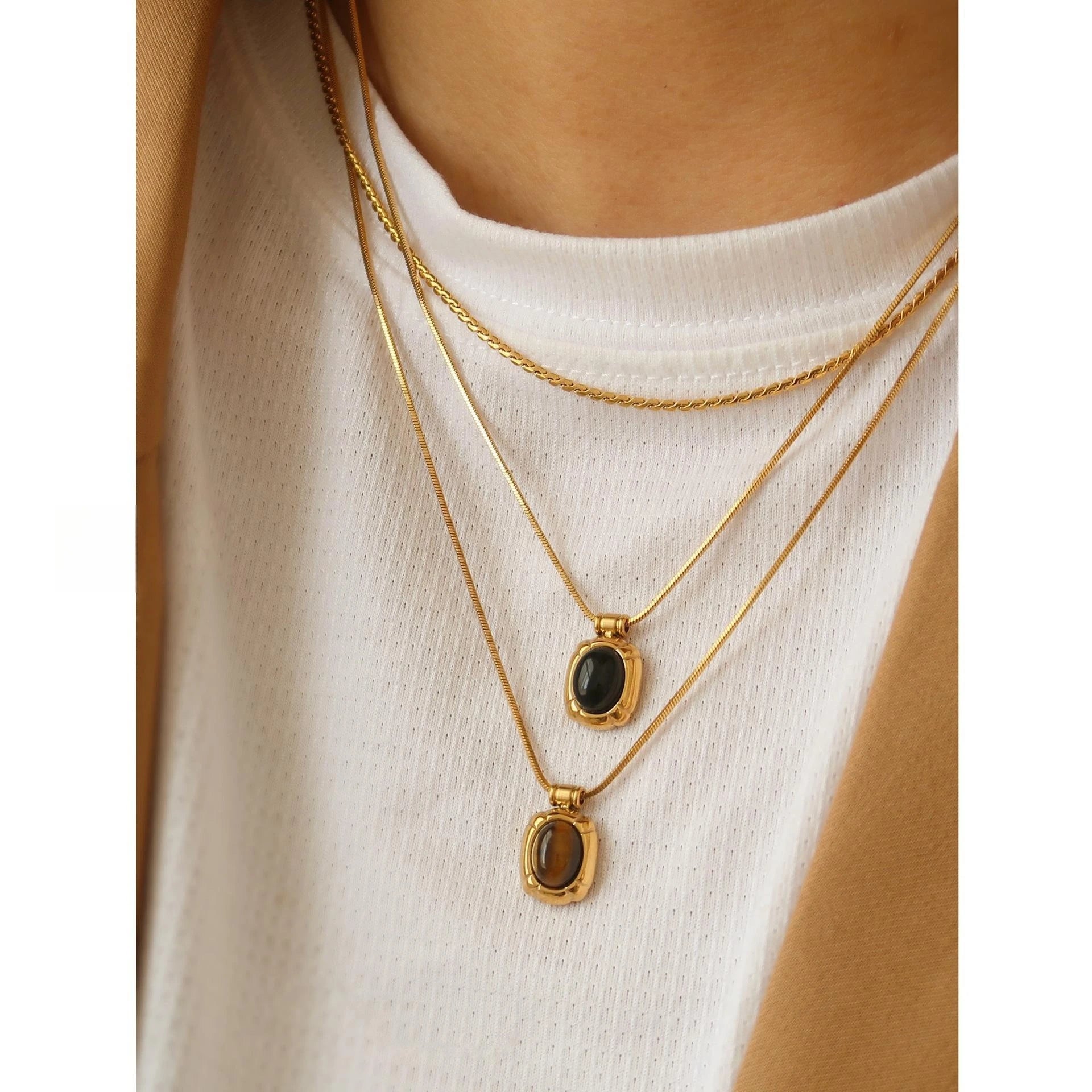 Black Agate Necklace Natural Stone Dongling