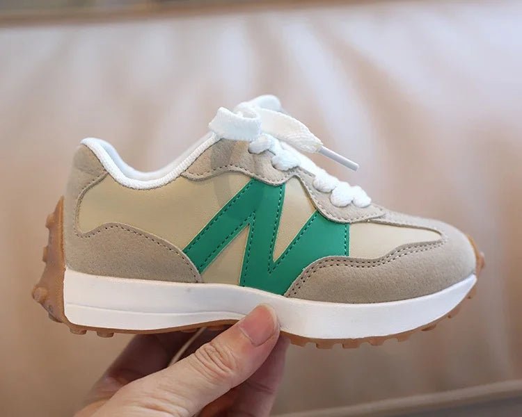 Kids Spring Leather Sneakers – Soft Sole Non-Slip Casual Shoes