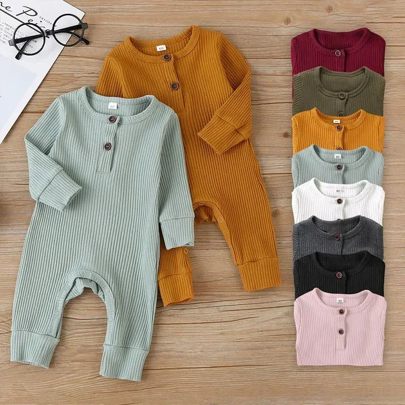 Newborn Cotton Romper, Long Sleeve Baby Jumpsuit