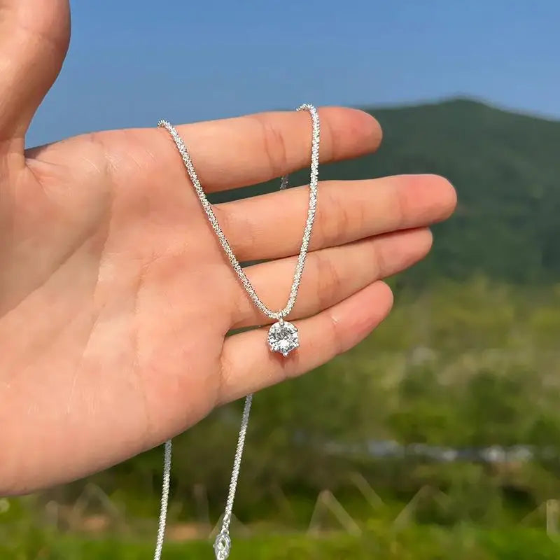 Popular S925 Sterling Silver Sparkling Necklace