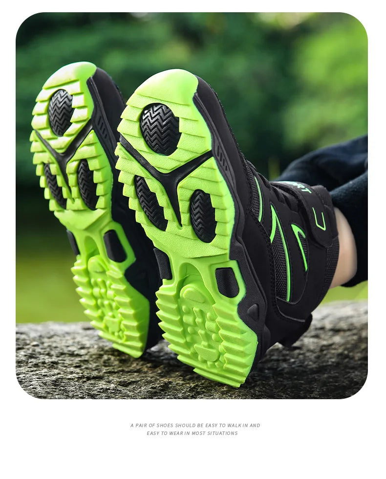 Boys’ Leather Sports Sneakers – Non-Slip, Breathable (Sizes 29–40)