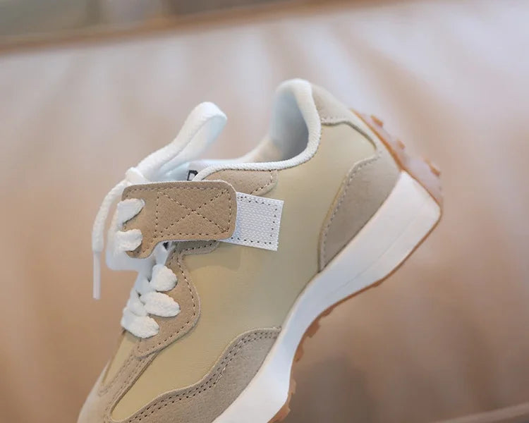 Kids Spring Leather Sneakers – Soft Sole Non-Slip Casual Shoes