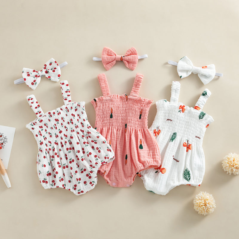 Baby Girl Sleeveless Romper & Headband (0–12M)