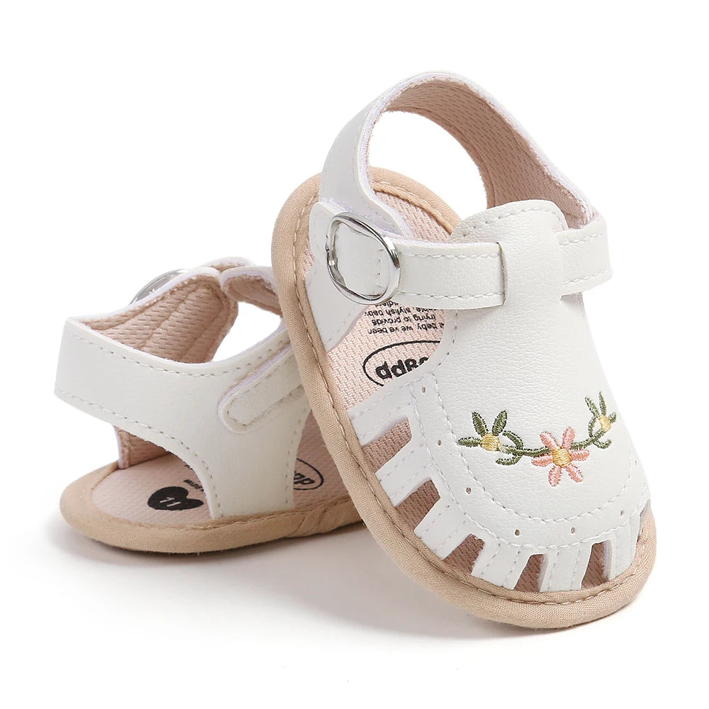 Baby Girl Summer Sandals – Breathable Lightweight Floral Wrap-Toe Shoes