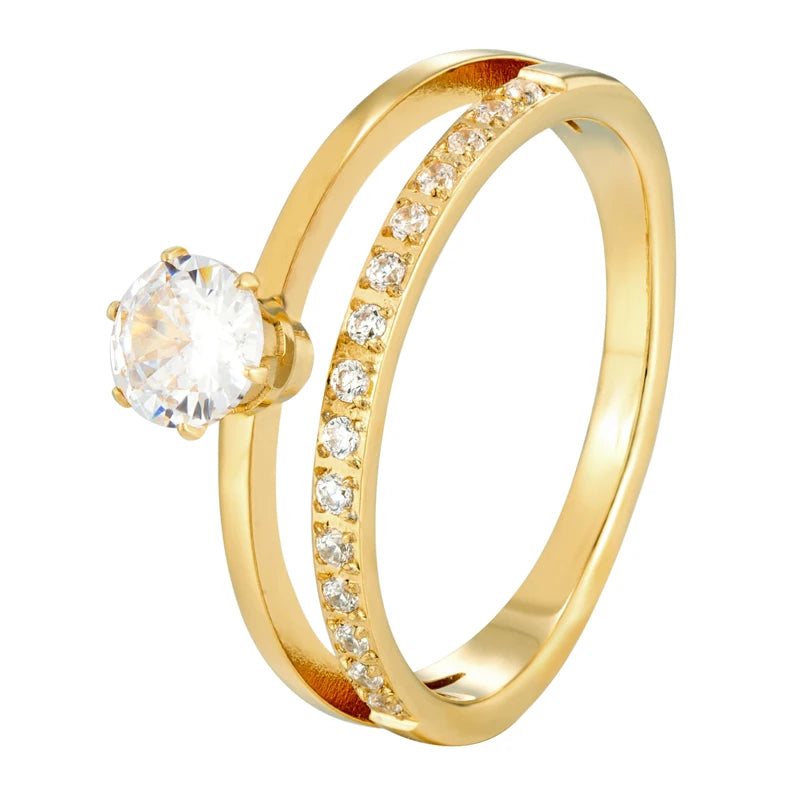 Crystal Zircon Stainless Steel Ring